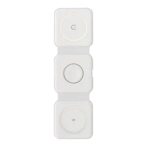 Support de chargeur sans fil magnétique 3 en 1, charge <span class=keywords><strong>rapide</strong></span>, pliable, <span class=keywords><strong>iPhone</strong></span> <span class=keywords><strong>14</strong></span> 13, écouteurs, iWatch avec microphone pour une utilisation sur le bureau - Product Image 3