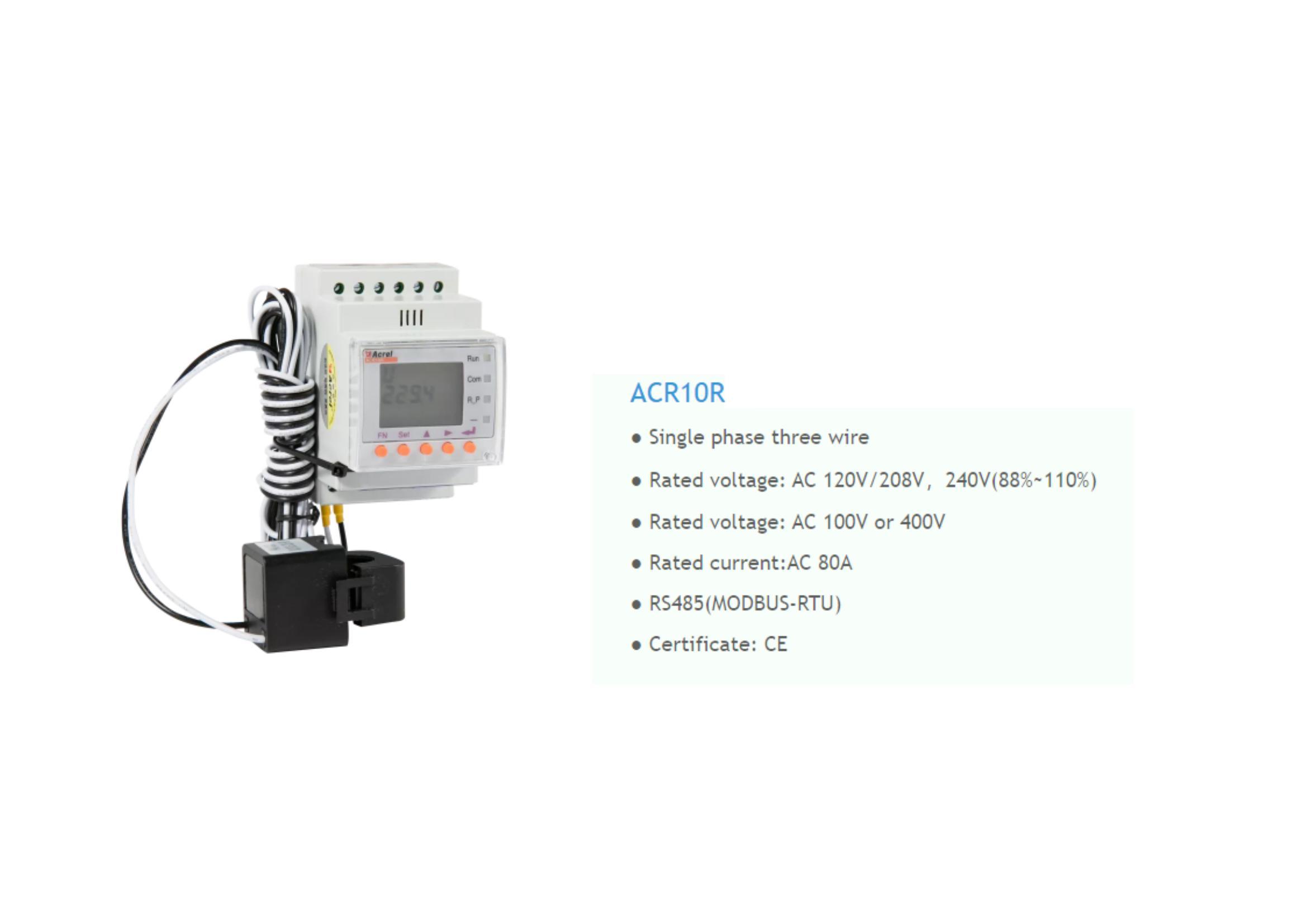 1 Phase Energy Meter ACR10R Solar RS485 Measure 8A Current for PV Solar ...