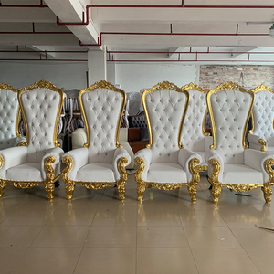 Chaises de trône dorées <span class=keywords><strong>à</strong></span> dossier haut pour roi et reine, chaises de mariage royales de luxe moins chères pour le marié et <span class=keywords><strong>la</strong></span> mariée - Product Image 1
