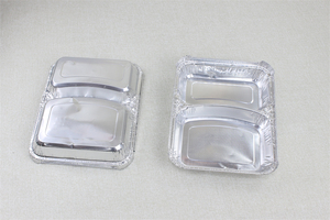 Eco-Friendly <strong>2</strong> <strong>Compartment</strong> Disposable Lunch Box with <strong>Foil</strong> Lid <strong>Aluminum</strong> <strong>Foil</strong> Storage Container Rectangle PP <strong>Tray</strong> - Product Image 4