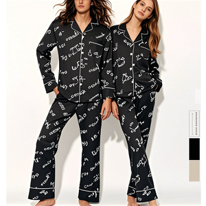 Tùy Chỉnh 2 Mảnh Thư In Ấn Của Phụ Nữ Tre Đồ Ngủ Dài Tay Áo Đồ Ngủ Phụ Nữ Ngủ Bông Pijamas Phụ Nữ - Product Image 2