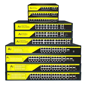 Nhà máy OEM/ODM PoE chuyển đổi 4 8 16 24 cổng 100/1000M Ethernet chuyển đổi sợi PoE Gigabit với 2 uplink RJ45 cổng