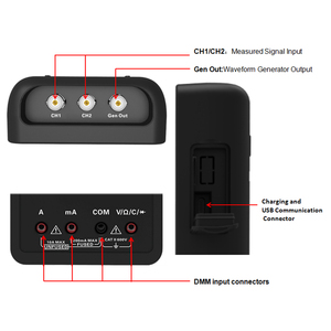 Hantek2D72 250MSa/S 12 Bit 70Mhz Cầm Tay Dao Động 3 Trong 1 Dạng Sóng Máy Phát Điện Multimeter 2 Kênh USB Dao Động - Product Image 4