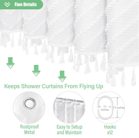 Rideau de douche en tissu polyester à découpes ondulées, best-seller, avec 12 crochets