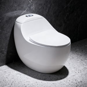 WC monobloc en céramique à poser au sol, chasse d'eau cyclonique, design sans rebord, style européen moderne pour lavabo, cuisine extérieure, usage scolaire - Product Image 1