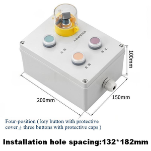 Commutateur sélecteur à 4 voies avec couvercle et trois boutons de protection, boîtier industriel étanche IP65, boîte à boutons - Product Image 2