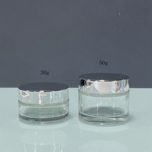 Emballage cosmétique en gros, ensemble de soins de la peau, pots à crème transparents et flacons en verre avec bouchon à vis argenté - Product Image 5