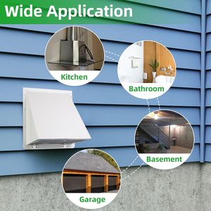 Rejilla de Ventilación de Pared de Acero Galvanizado de 4 Pulgadas <span class=keywords><strong>para</strong></span> Exteriores con Malla Anti-Insectos, Cubierta de Ventilación <span class=keywords><strong>para</strong></span> Secadora, Rejilla de Salida de Aire Doméstica - Product Image 4
