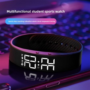 Bracelet intelligent numérique étanche avec alarme vibrante silencieuse, réveil électronique <span class=keywords><strong>pour</strong></span> hommes - Sport, course à pied, noir - Product Image 3