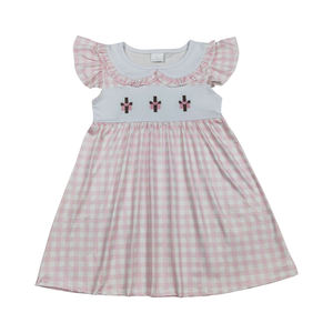 Pantalones Cortos para Niñas sin Mangas con Bordado de Cruz de Pascua, Color Rosa, Poliéster/Algodón, Boutique de Primavera, Venta al por Mayor, Alta Calidad, Nueva Llegada - Product Image 5