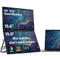 Pantalla Portátil Dual Negra 1080P FHD, 300 Nits de Brillo, Ángulo de Visión de 178°, 60 Hz, para Presentaciones Empresariales, Entretenimiento y Juegos