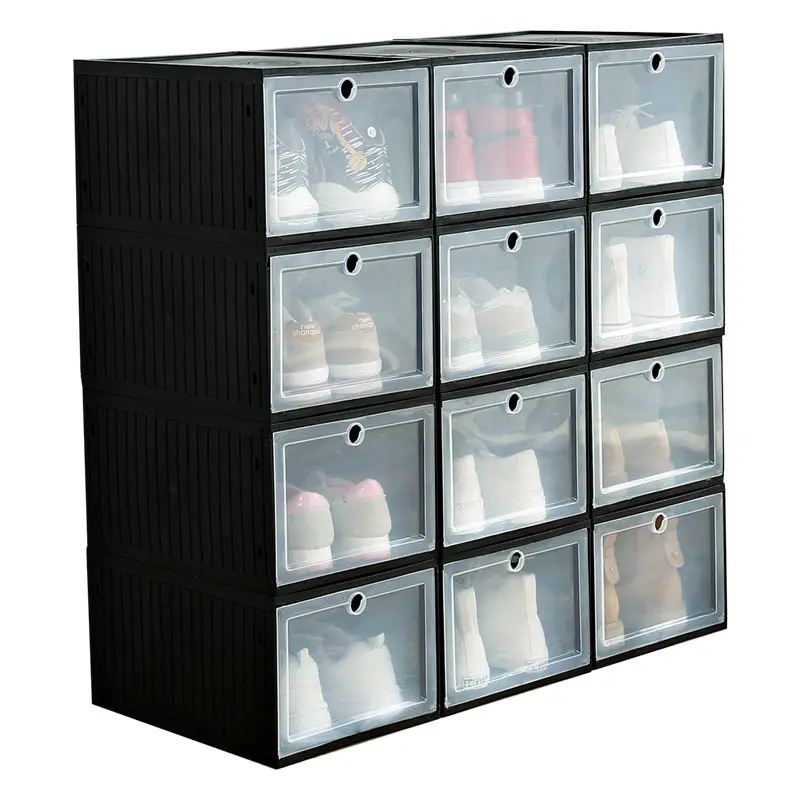 Large drawer type hard plastic shelves storage shoes box plastic storage transparent clear