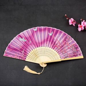 2023 Custom Printed logo Personalized Bamboo Paper and Fabric Folding <b>Hand</b> <b>Fans</b> - Product Image 3