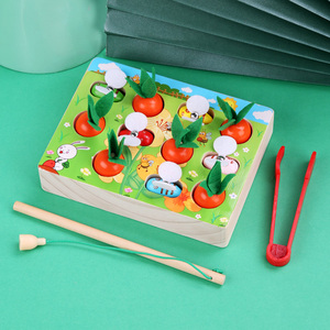 Juguete Educativo Temprano para Niños, <span class=keywords><strong>Granja</strong></span> para el Desarrollo de la Inteligencia - Jugar a Jalar Zanahorias, Pescar, Juguetes de Madera - Product Image 5