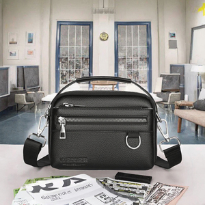 Wholesale <b>Men</b> Multi-Functional Waterproof PU Leather Zipper Large Capacity Crossbody <b>Shoulder</b> <b>Bag</b> Portable - Product Image 2