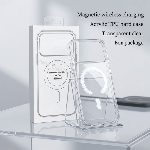 Clear Magnetic Phone Case Transparent Wireless Charging Shell Cover for Iphone 18 17 E 16 15 Pro Max for Samsung Bulk Wholesale