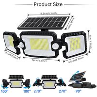 Projecteur Solaire Extérieur à Détection de Mouvement 305 LED 2500LM Triple Tête IP65 pour la Vente au Détail et la Distribution