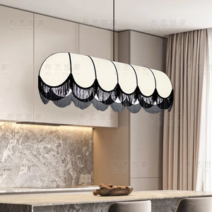 Chinese Style Pendant Lamp 120cm Long White Fabric E27 LED Warm <b>Light</b> For Living Room <b>Dining</b> Room Bar Counter - Product Image 3