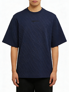 <span class=keywords><strong>T</strong></span>-shirt à manches courtes pour homme, col rond, é<span class=keywords><strong>t</strong></span>é, texture 3D, <span class=keywords><strong>t</strong></span>-shirt extensible en jacquard avec logo brodé - Product Image 5