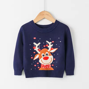 Vêtements d'automne et d'hiver pour enfants, pull à col rond pour tout-petits, pulls à motifs de dessins animés, pull de Noël tricoté pour enfants - Product Image 4