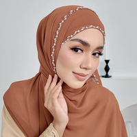 Cristal couleur unie islamique musulman Hijab châles écharpes ethnique strass écharpe malaisie Tudung écharpes châles pour les femmes