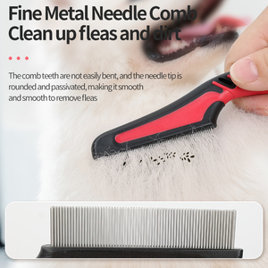 Nuovo Design Logo personalizzato a doppia fila pettine per peli di gatto cane pettine per pulci - Product Image 3