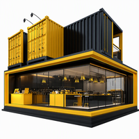 Boutique en conteneur préfabriqué, maison en conteneur à deux étages, espace commercial moderne, bâtiment de café