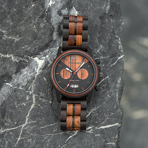 Logo personnalisé Sport Affaires Mode Hommes Boîtier en acier inoxydable Chronographe Résistant à l'eau Réglable Bracelet en bois Montres - Product Image 2