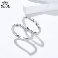 EMEJEWE Fashion Bague Éternité Entièrement Pavée en Moissanite Ronde de 1,5 mm Sertie à Griffes en Argent S925, pour Usage Quotidien, Empilable, Unisexe, Cadeau