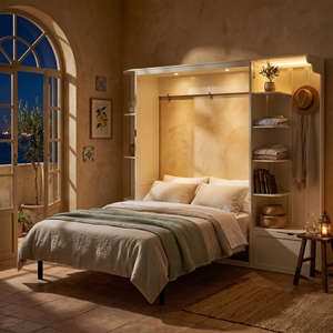Koningin Murphy <span class=keywords><strong>Bed</strong></span> met opbergruimte, verborgen opklapbare poten, eiken fineer afwerking, ingebouwde planken, ruimtebesparend wandbed, modern design - Product Image 3