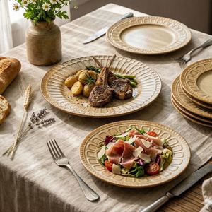 Eco-Friendly Hotel Restaurant Dinnerware <b>Ceramic</b> Serving <b>Plate</b> Round Shaped Dinner <b>Plate</b> for Sushi Salad Dessert Fruit Cake - Product Image 2