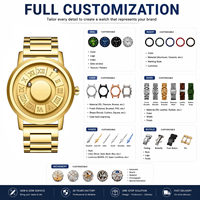 50 montres à quartz pour hommes OEM personnalisées avec logo sur cadran, modèle DOM 1345, à aiguille magnétique rotative, avec boule de fer défilante, design unique