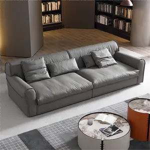 Furnitur Sofa Ruang Tamu Modern Murah Set 2 Dudukan Kursi Empuk 3 Dudukan dengan Kulit Asli dan Sofa Kain Kuat Nyaman