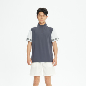 T-shirt d'été pour hommes et femmes Sports Outdoor Stand-Up Collar Half-Zipper Quick-Drying T-Shirt Lightweight Breathable Tennis Uniform - Product Image 3