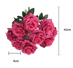 Bouquet di Fiori <span class=keywords><strong>Artificiali</strong></span> Best Seller, Regalo con 9 Rose <span class=keywords><strong>Artificiali</strong></span> da 42cm per San Valentino, Matrimoni, Decorazioni Casa e Negozio - Product Image 6