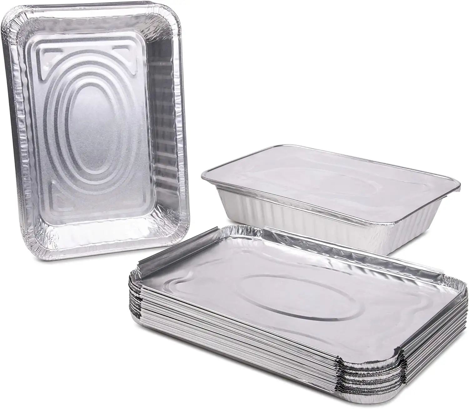 Venta al por mayor papel de aluminio desechable para llevar comida Pizza almuerzo bandeja contenedor rectangular de papel de aluminio contenedores para cocinar