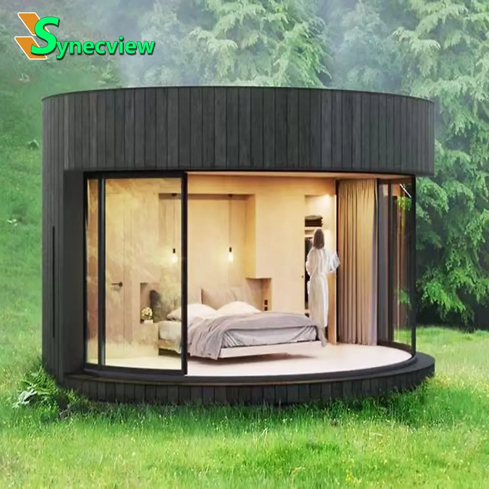 Conveniente nave e caricamento RH50 glamping pod cabina prefabbricata in legno case di lusso rotonde casa cerchio casa cerchio