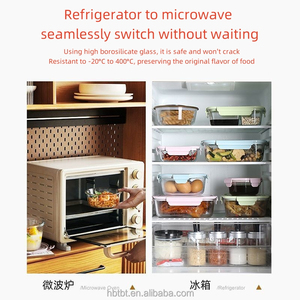 Heat Resistant Microwave <strong>Bowl</strong> <strong>With</strong> <strong>Lid</strong> <strong>Borosilicate</strong> Glass Lunch Box Glass Food Container Set - Product Image 5