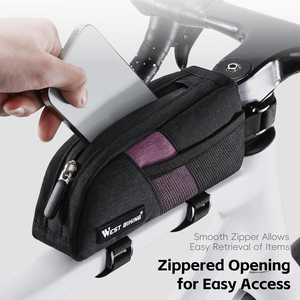 Sac de cadre avant de vélo WEST BIKING grande capacité 0,9 L avec poches latérales en mesh, résistant à l'usure, pour VTT et vélo de route - Product Image 2