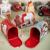 Boîte à bonbons vide en fer blanc pour Noël, 12,5*13,5*8 cm, rouge, pour emballage cadeau de Noël