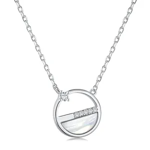 Dylam, модное минималистское ожерелье с кулоном из круглого фианита и перламутрового жемчуга, регулируемая длина, для женщин, модные украшения