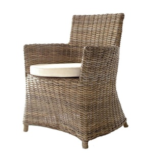 Bollo Coastal Rattan Dining Chair with Cushion - Product Image 1