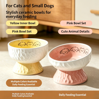 Gamelle surélevée en céramique pour animaux de compagnie – Bol texturé double usage pour nourriture et eau pour chats et petits chiens – Vente en gros