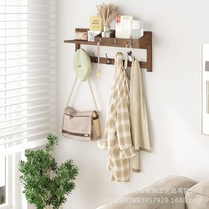Estante de almacenamiento para entrada montado en la pared, soporte para llaves, perchero multifunción, organizador de madera de estilo nórdico para pasillo y entrada - Product Image 4