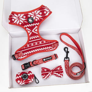 Coowone Hersteller-Maßgeschneidertes Polyester Hundegeschirr-Set Klassische Strickwaren Haustierleinen Halsbänder mit Schleifenverzierungen - Product Image 1