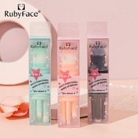 RubyFace – brosse de maquillage professionnelle à Double tête avec manche en plastique, en laine de Nylon, avec coffret cadeau, 5 pièces
