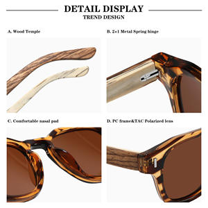 Gafas de Sol de madera UV400 hechas a mano a la moda, gafas de sol de madera con logotipo personalizado, gafas de sol de madera de bambú para hombre - Product Image 4