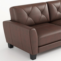 Großhandel Retro 2-Sitzer Leder Sofa Zwei-über-Zwei Sessel Wohnzimmer Couch Übergangssofa Honigbraun