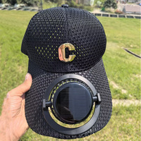 Gorra de Béisbol de Verano con Ala Extendida, Transpirable, Protección Solar, con Ventilador de Carga Solar, 100% Poliéster, Unisex