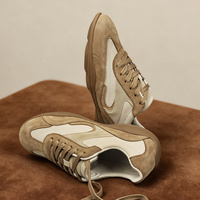 Baskets vintage en daim patchwork à lacets, style décontracté, semelle extérieure en caoutchouc souple, chaussures de marche quotidiennes, chaussures décontractées personnalisées